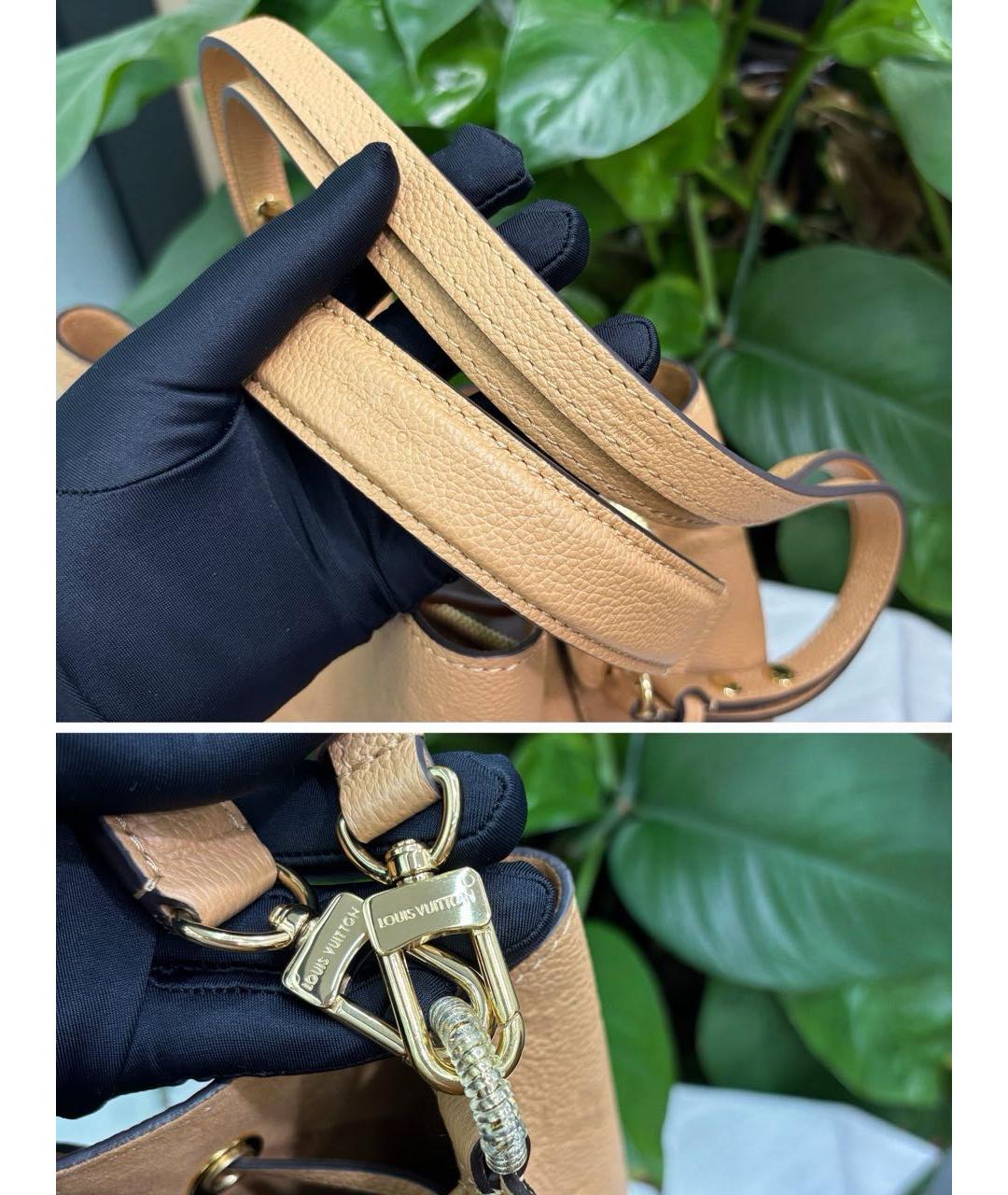 LOUIS VUITTON Бежевая кожаная сумка через плечо, фото 7