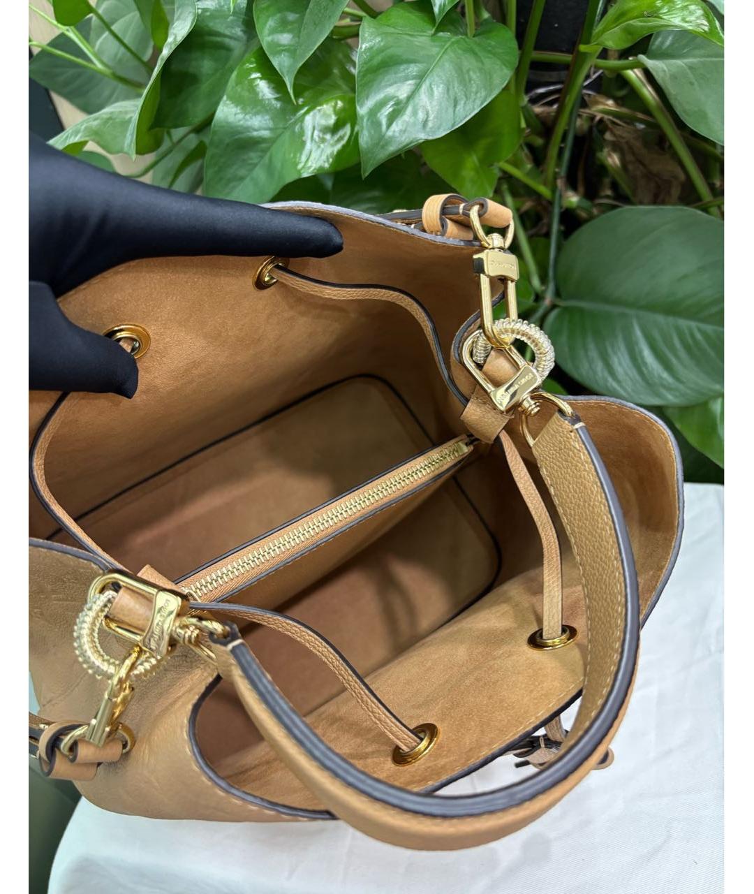 LOUIS VUITTON Бежевая кожаная сумка через плечо, фото 6
