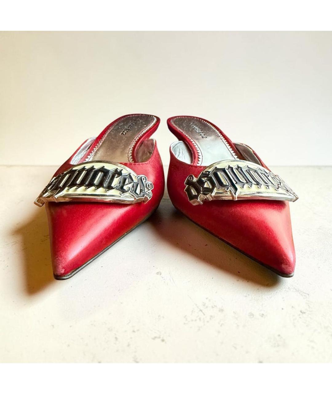 DSQUARED2 Красные мюли из лакированной кожи, фото 2