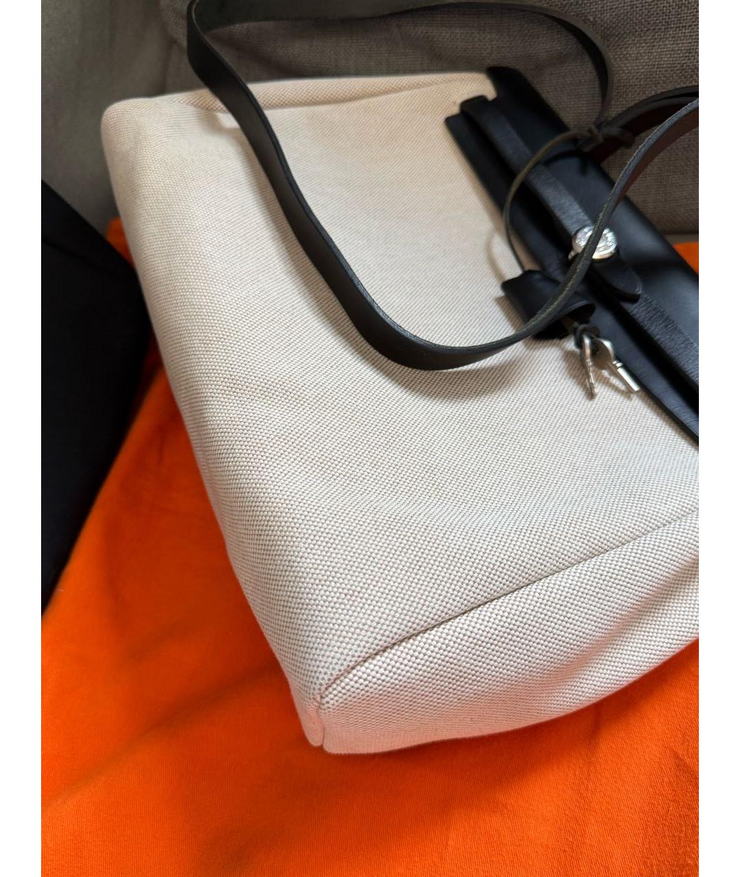 HERMES Черная тканевая сумка тоут, фото 5
