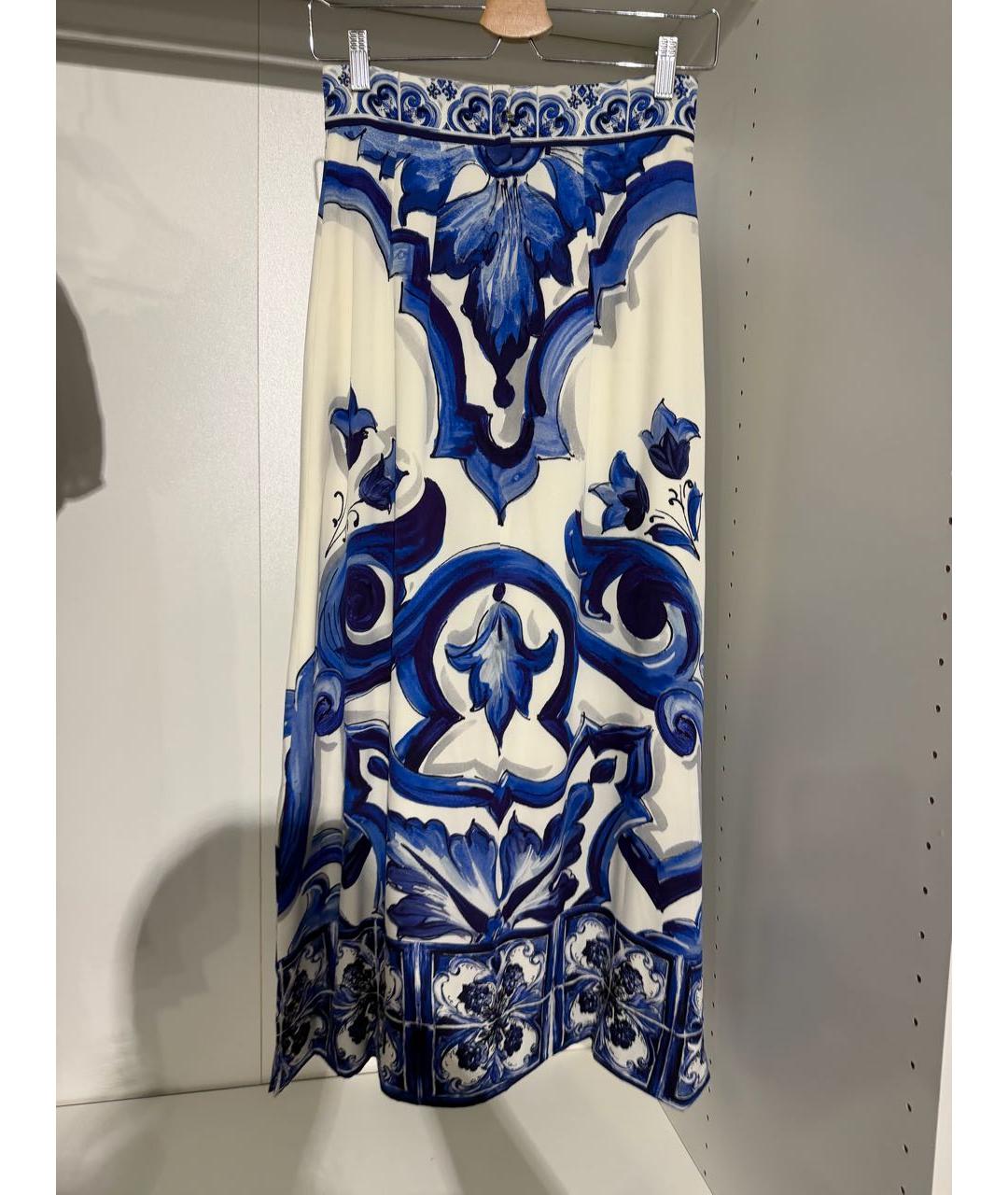 DOLCE&GABBANA Синяя шелковая юбка макси, фото 5