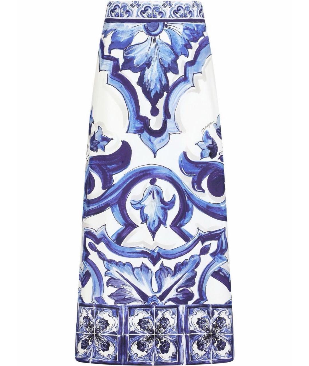 DOLCE&GABBANA Синяя шелковая юбка макси, фото 1