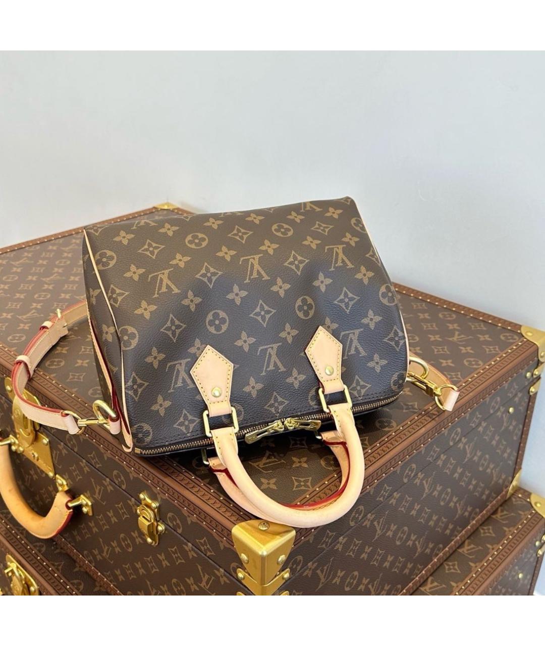 LOUIS VUITTON Коричневая сумка с короткими ручками из канвы, фото 4