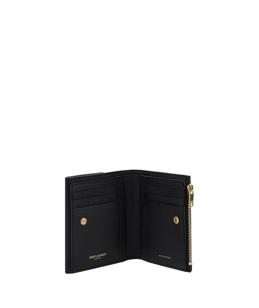 SAINT LAURENT Черный кожаный кошелек, фото 3