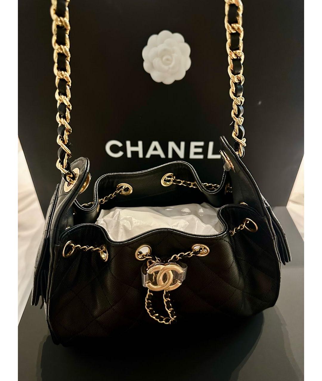 CHANEL Черная кожаная сумка через плечо, фото 2