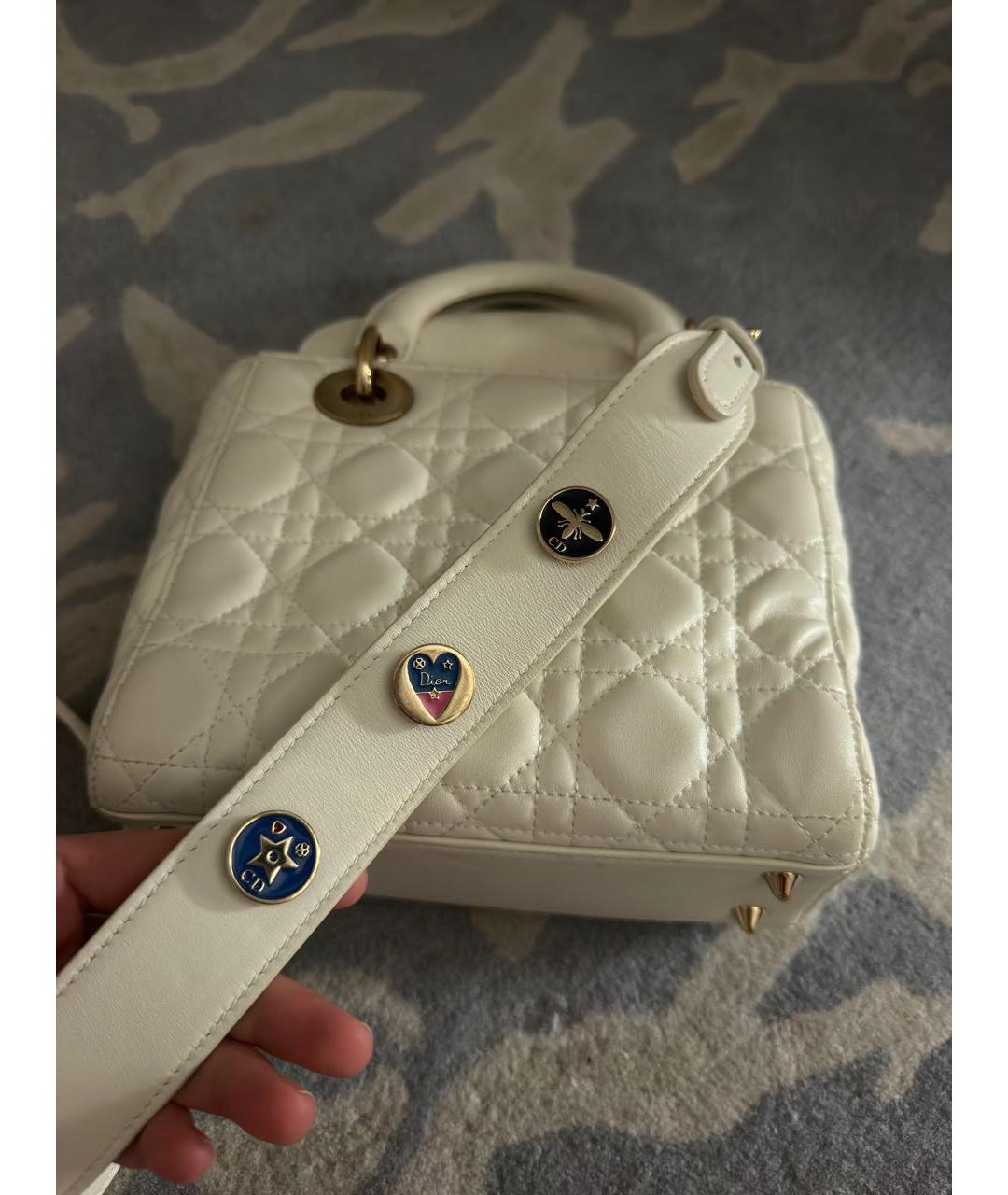 CHRISTIAN DIOR Белая кожаная сумка с короткими ручками, фото 5