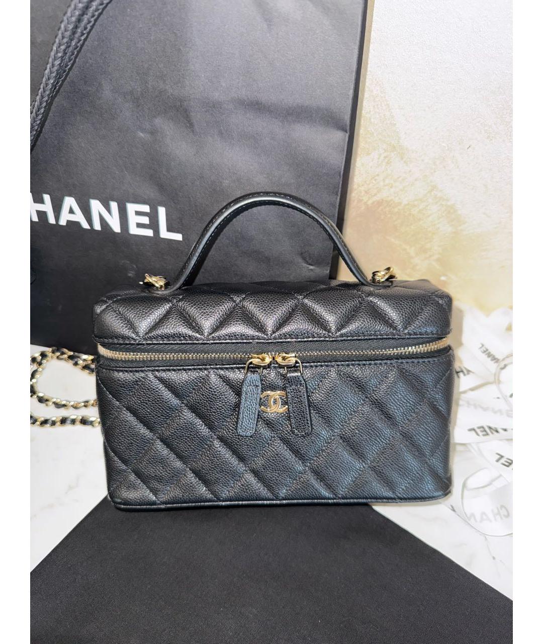 CHANEL Черная кожаная сумка с короткими ручками, фото 8
