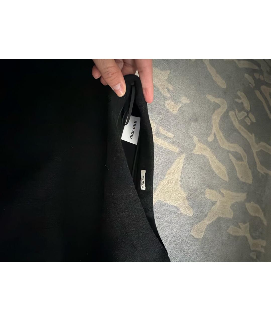 MIU MIU Черная шерстяная юбка мини, фото 3
