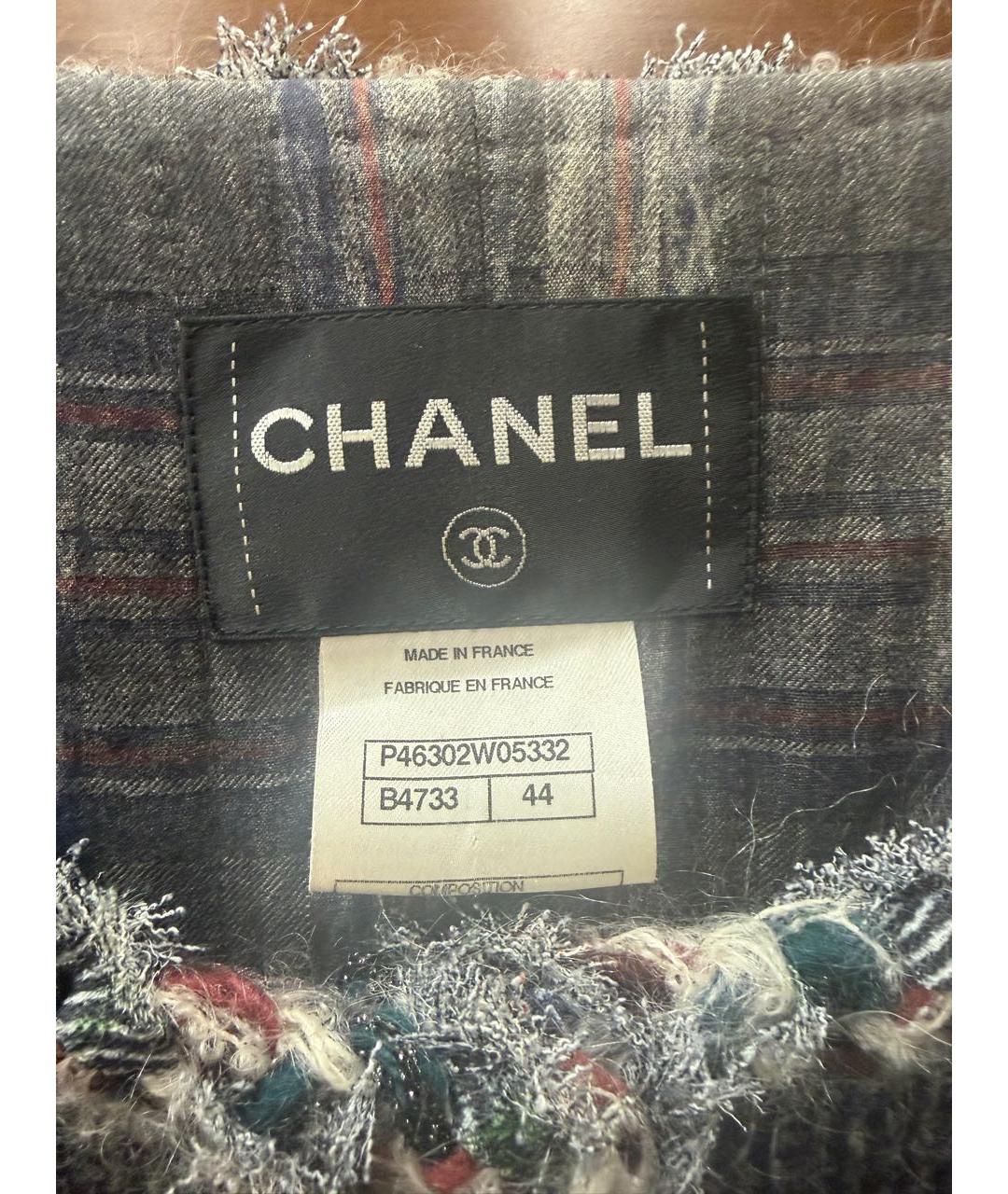 CHANEL Антрацитовый хлопковый жакет/пиджак, фото 3