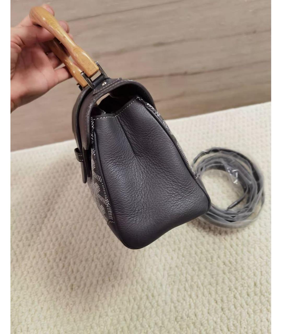 GOYARD Серая сумка с короткими ручками из канвы, фото 3