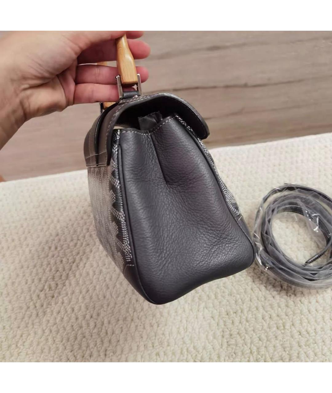 GOYARD Серая сумка с короткими ручками из канвы, фото 2