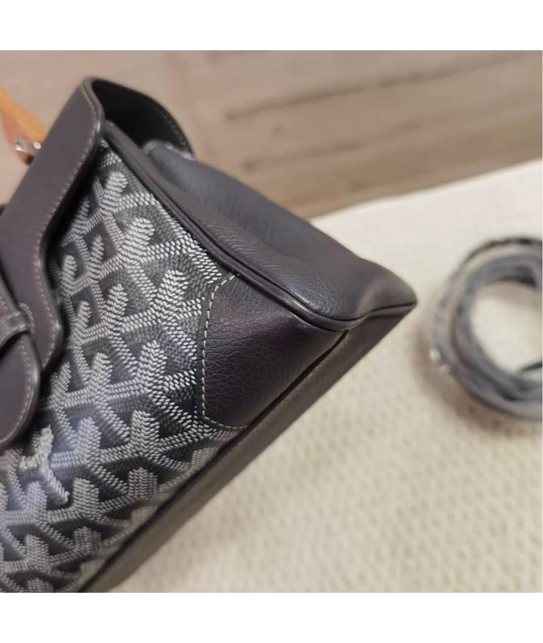 GOYARD Серая сумка с короткими ручками из канвы, фото 6