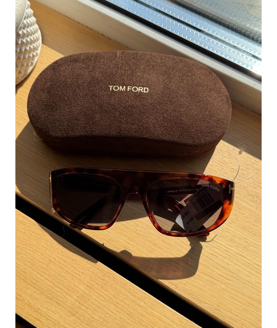 TOM FORD Коричневые пластиковые солнцезащитные очки, фото 6