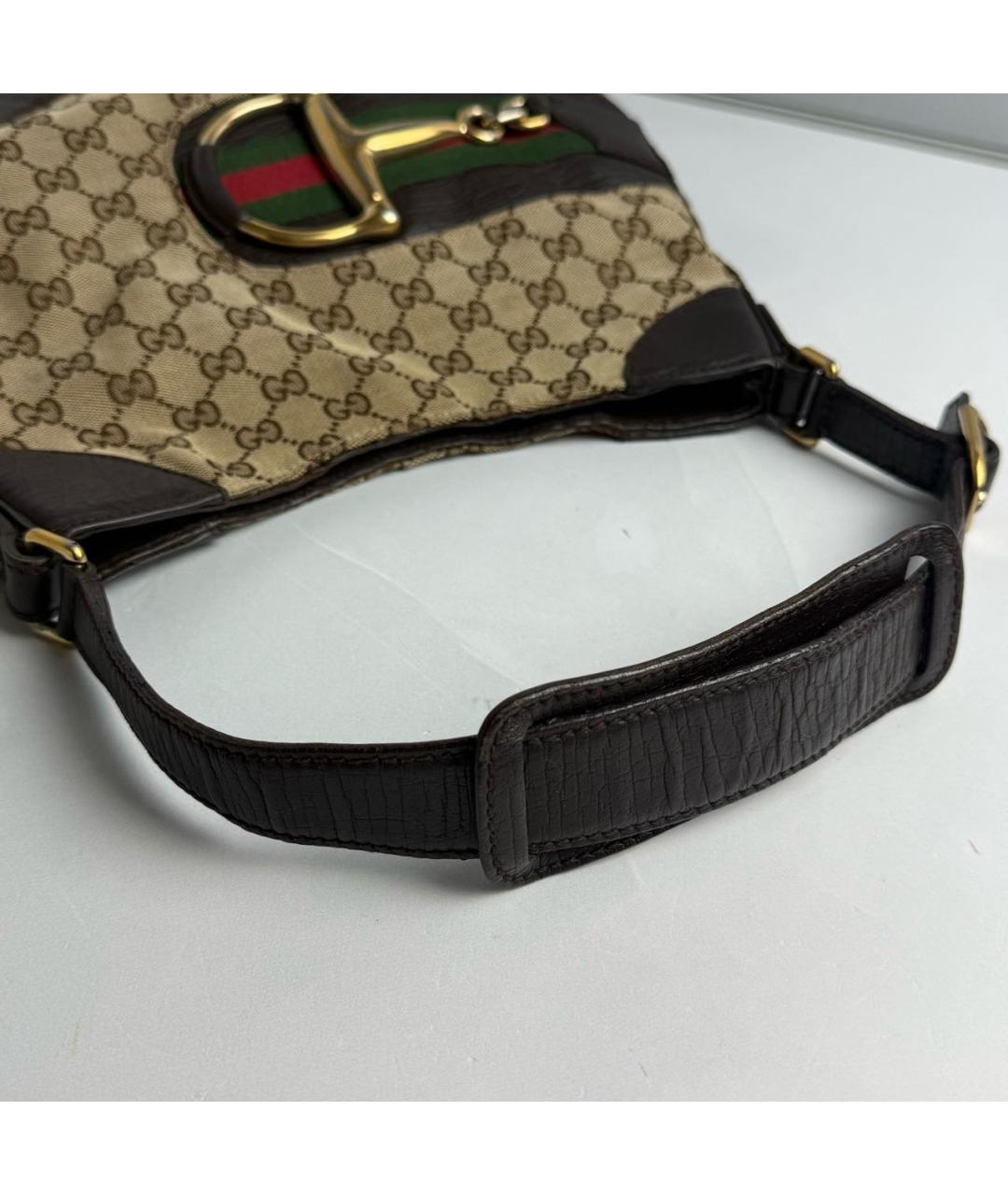 GUCCI Коричневая сумка через плечо из канвы, фото 6