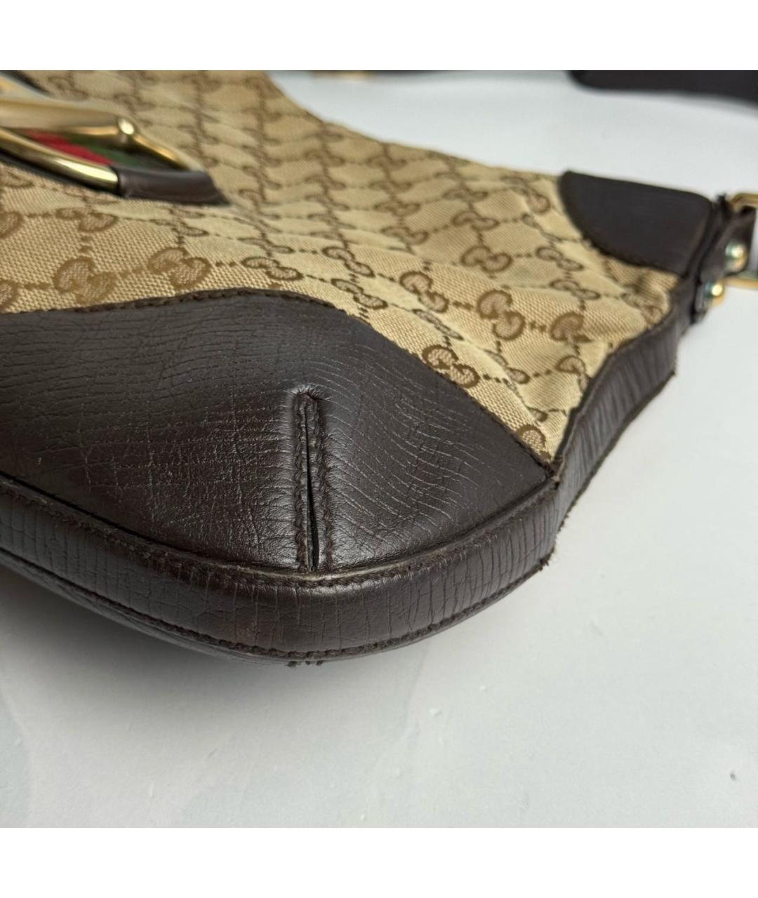 GUCCI Коричневая сумка через плечо из канвы, фото 4