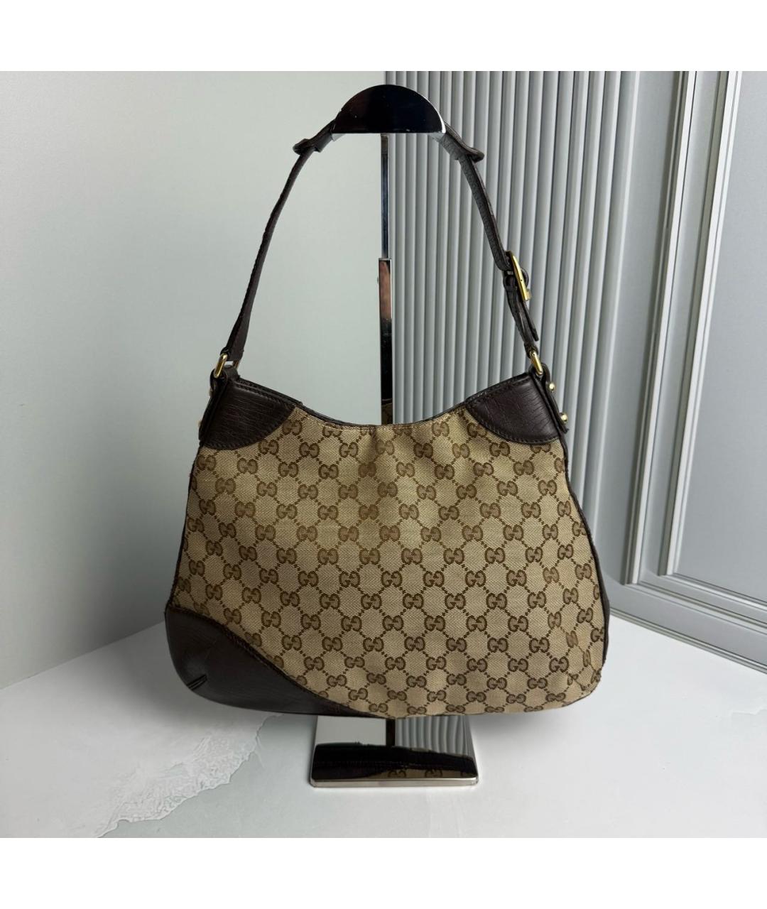 GUCCI Коричневая сумка через плечо из канвы, фото 2