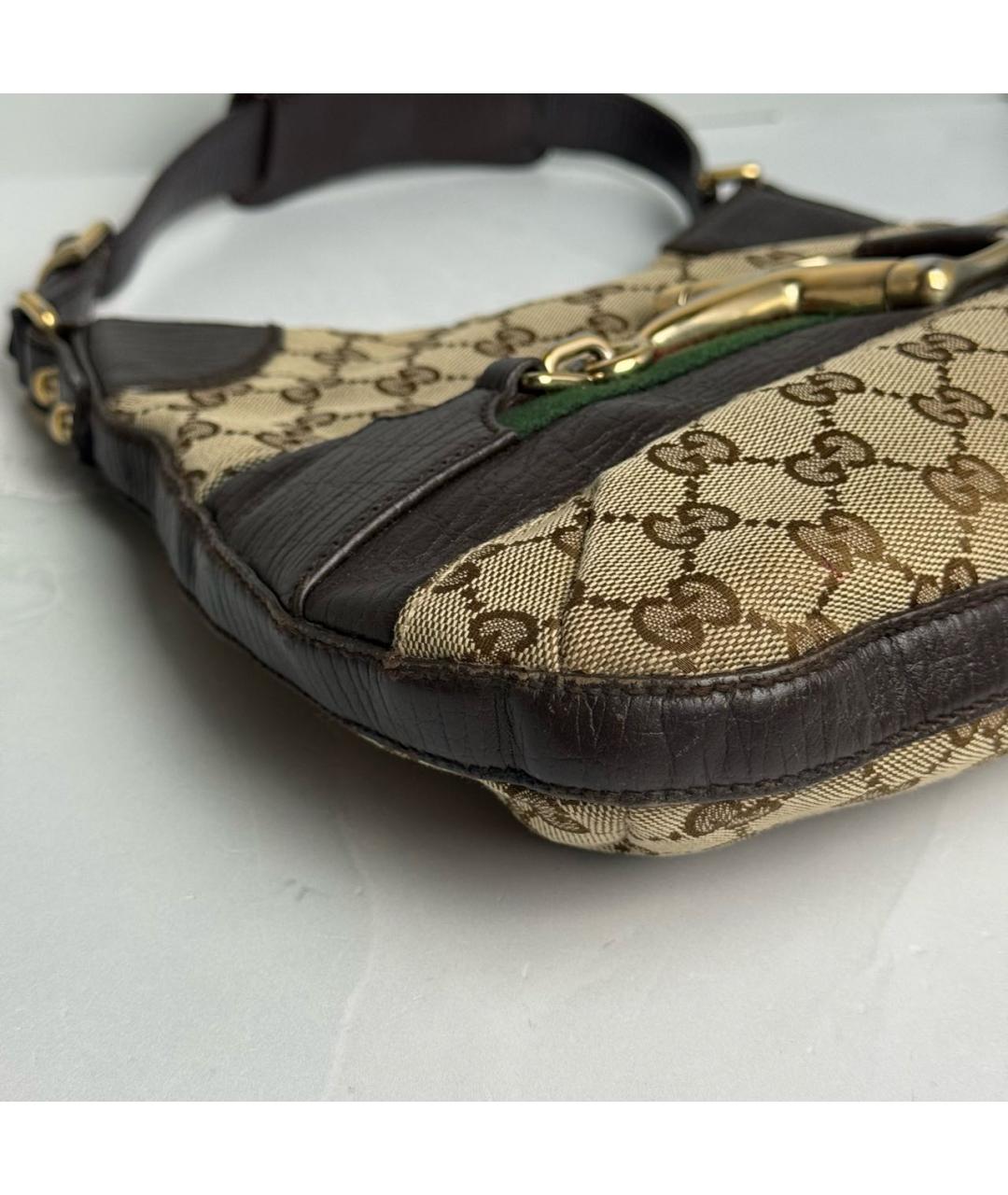 GUCCI Коричневая сумка через плечо из канвы, фото 3