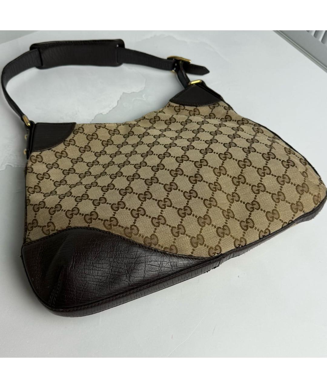 GUCCI Коричневая сумка через плечо из канвы, фото 5