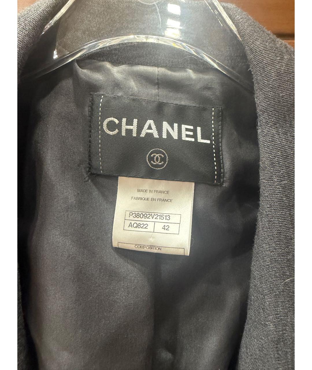 CHANEL Антрацитовый льняной жакет/пиджак, фото 3