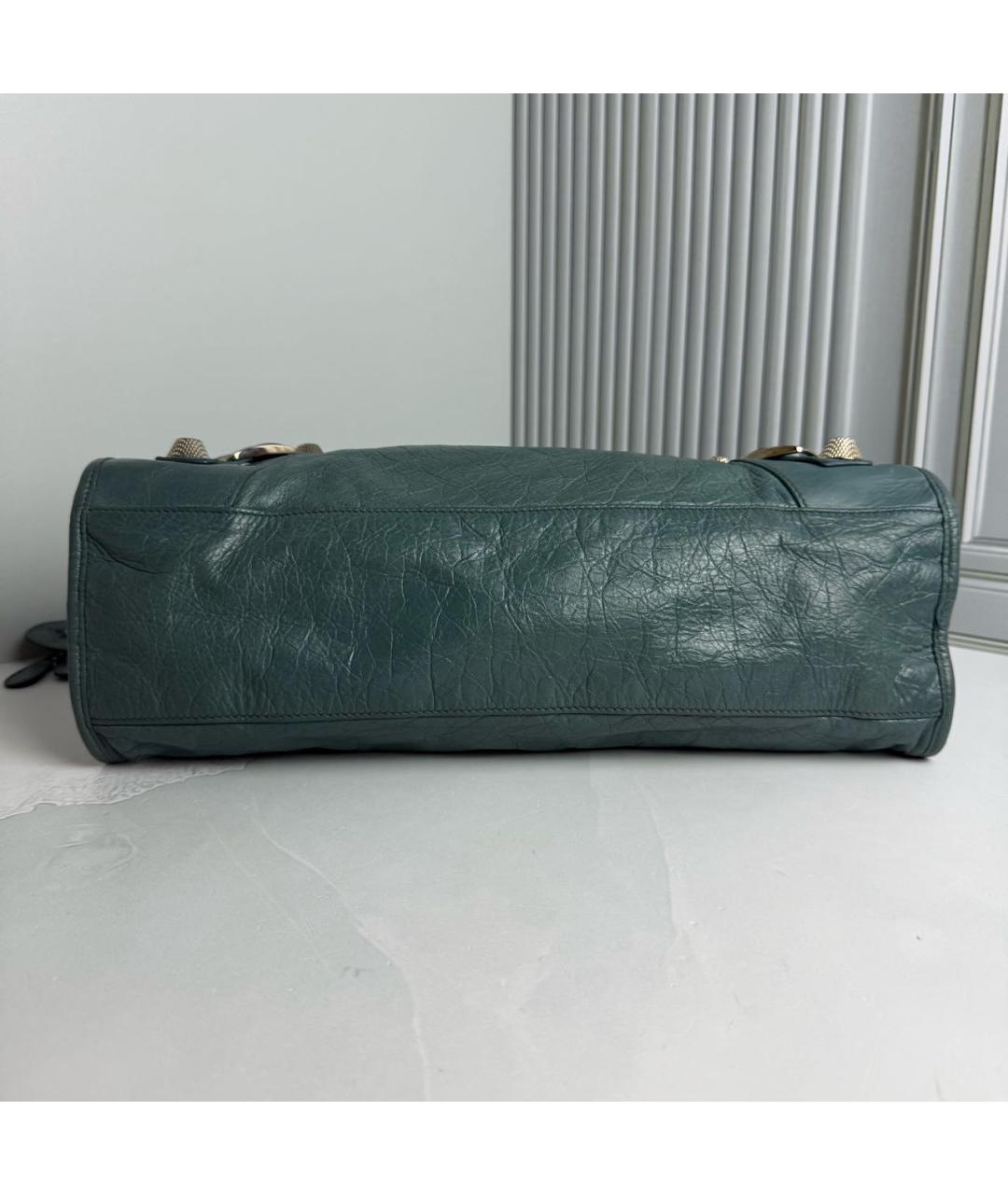 BALENCIAGA Бирюзовая кожаная сумка с короткими ручками, фото 2