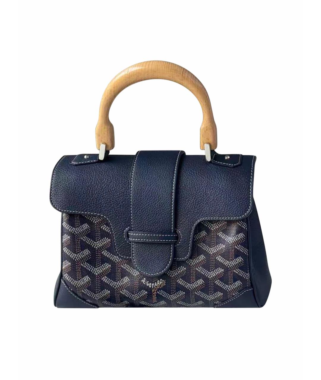 GOYARD Темно-синяя сумка с короткими ручками из канвы, фото 1
