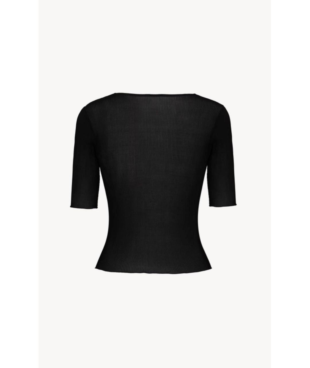 SAINT LAURENT Черная шелковая футболка, фото 2