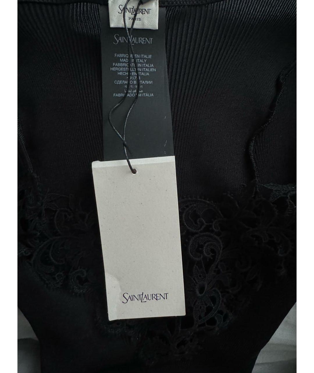 SAINT LAURENT Черная шелковая футболка, фото 5
