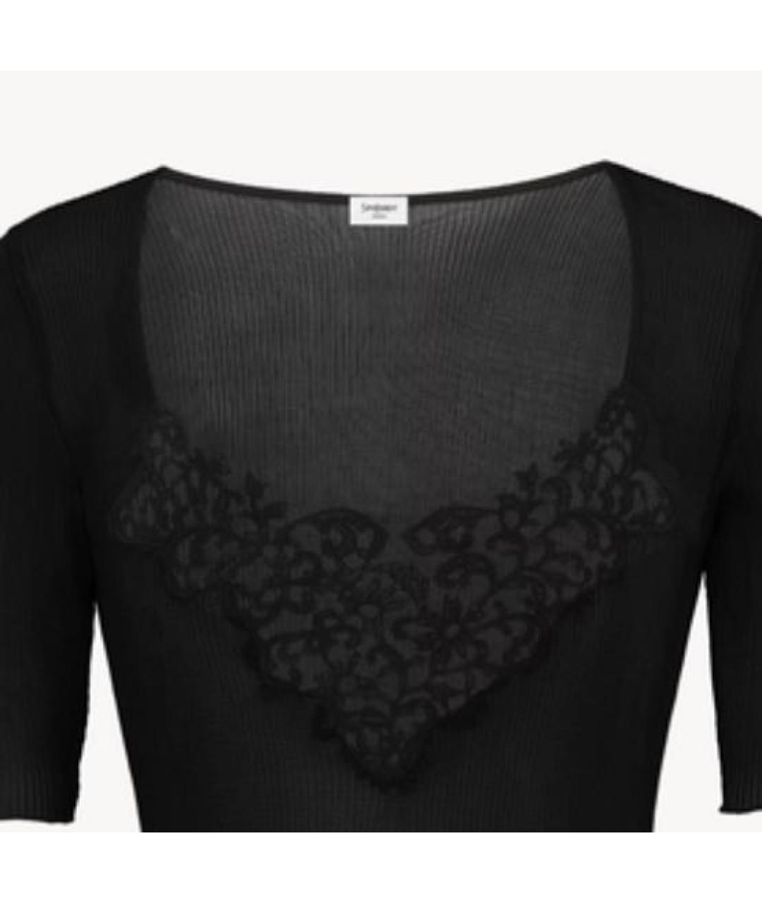 SAINT LAURENT Черная шелковая футболка, фото 3