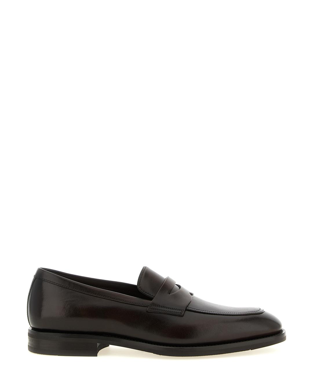 SANTONI Коричневые кожаные лоферы, фото 1