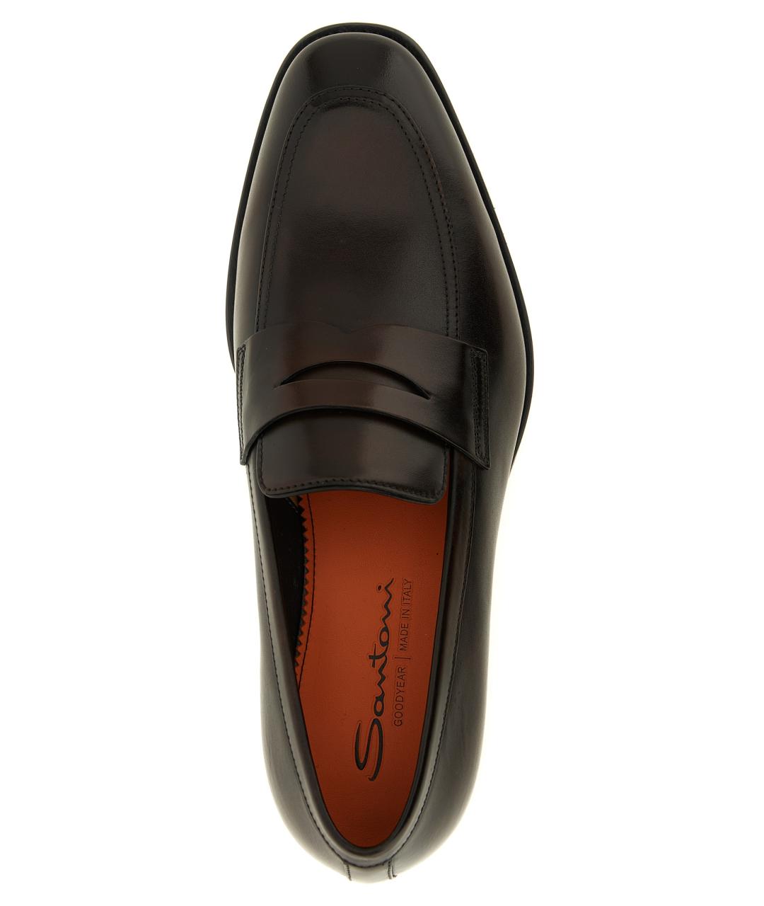 SANTONI Коричневые кожаные лоферы, фото 4