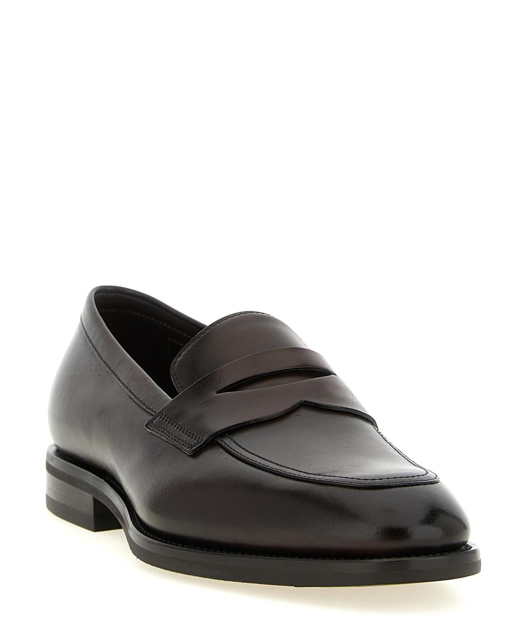 SANTONI Коричневые кожаные лоферы, фото 2