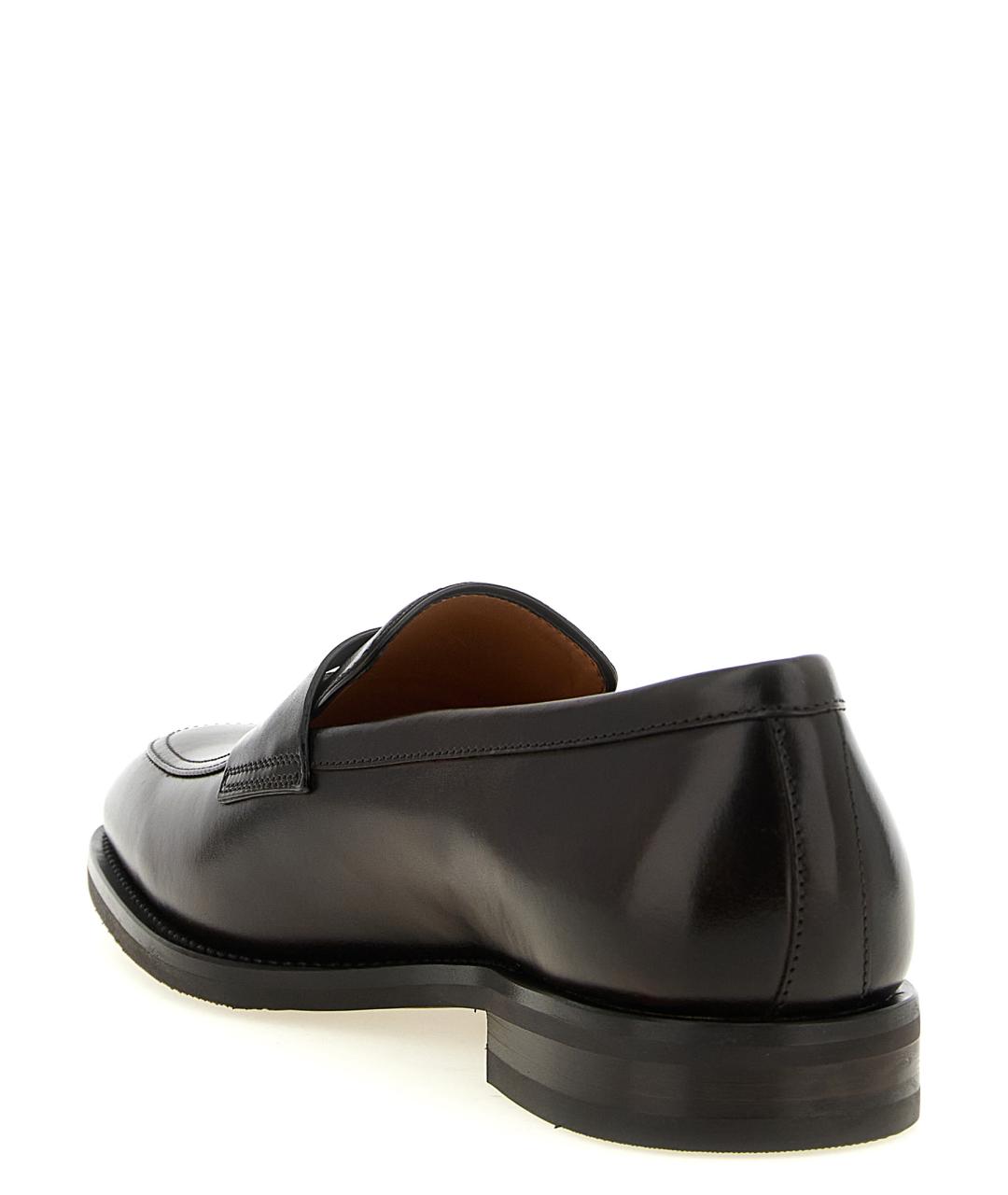 SANTONI Коричневые кожаные лоферы, фото 3