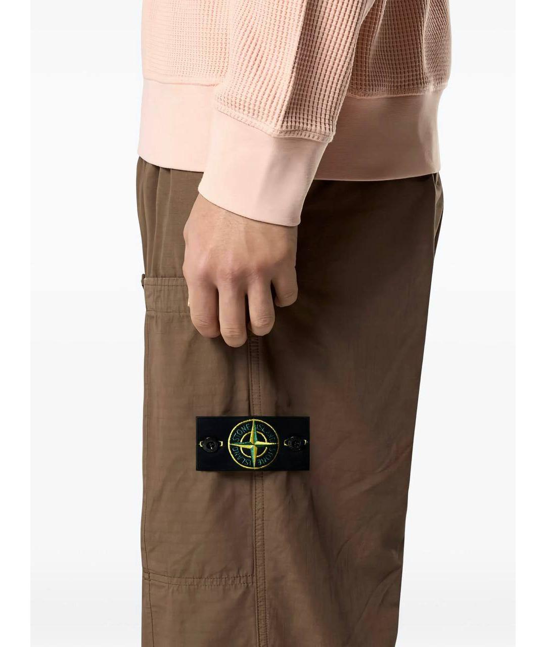STONE ISLAND Коричневые хлопковые повседневные брюки, фото 7