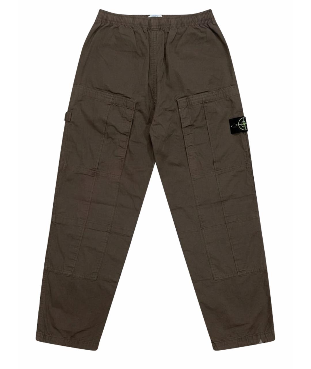 STONE ISLAND Коричневые хлопковые повседневные брюки, фото 1