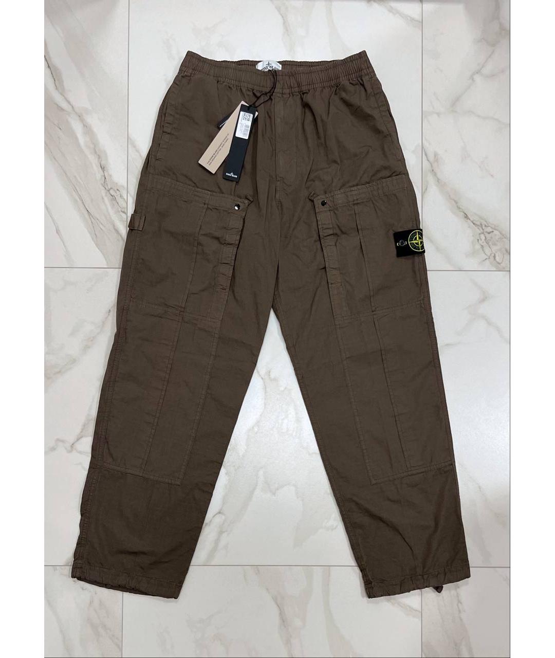STONE ISLAND Коричневые хлопковые повседневные брюки, фото 9