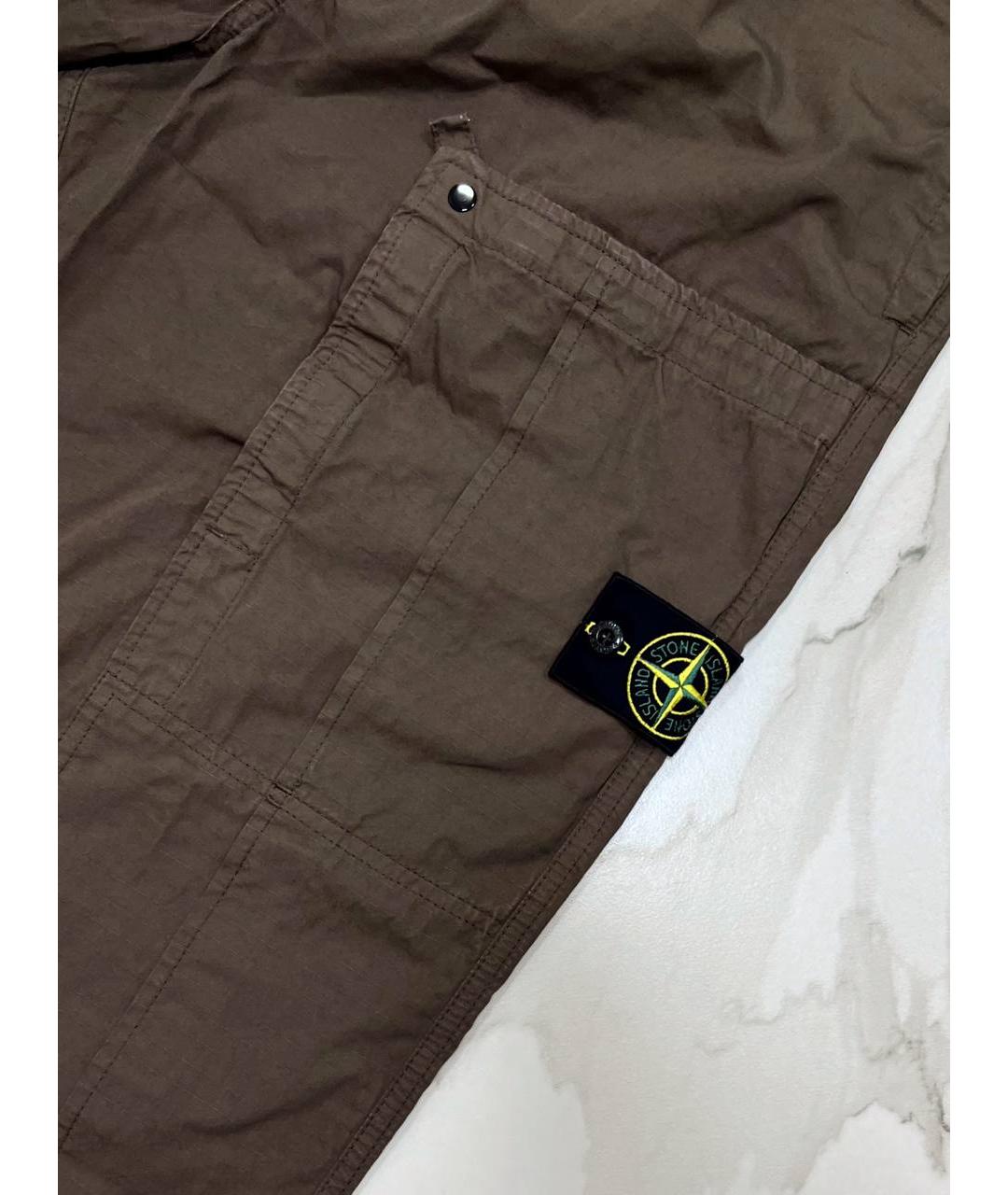STONE ISLAND Коричневые хлопковые повседневные брюки, фото 2