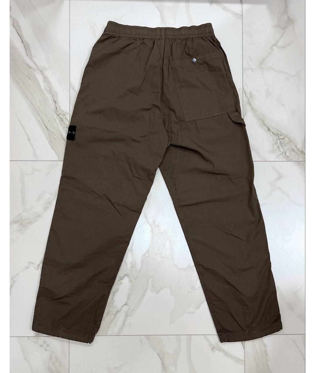 STONE ISLAND Коричневые хлопковые повседневные брюки, фото 3