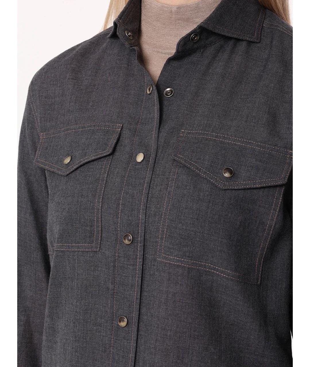 BRUNELLO CUCINELLI Антрацитовая шерстяная рубашка, фото 4