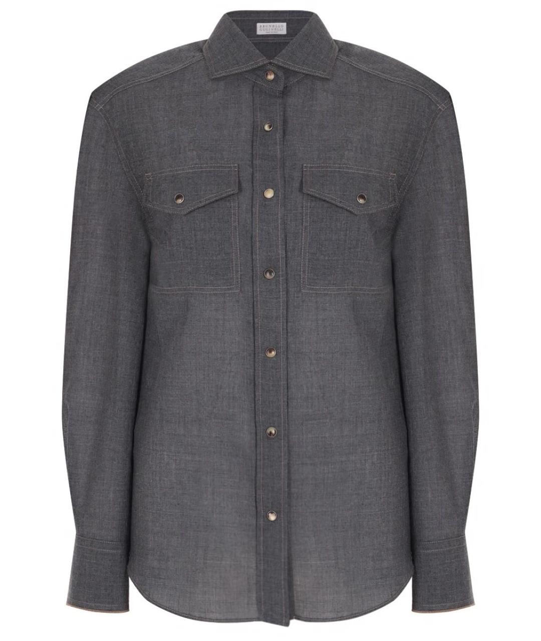 BRUNELLO CUCINELLI Антрацитовая шерстяная рубашка, фото 1