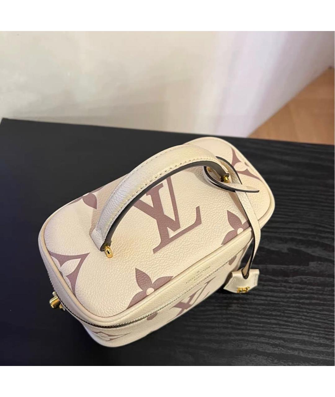 LOUIS VUITTON Бежевая кожаная сумка с короткими ручками, фото 8