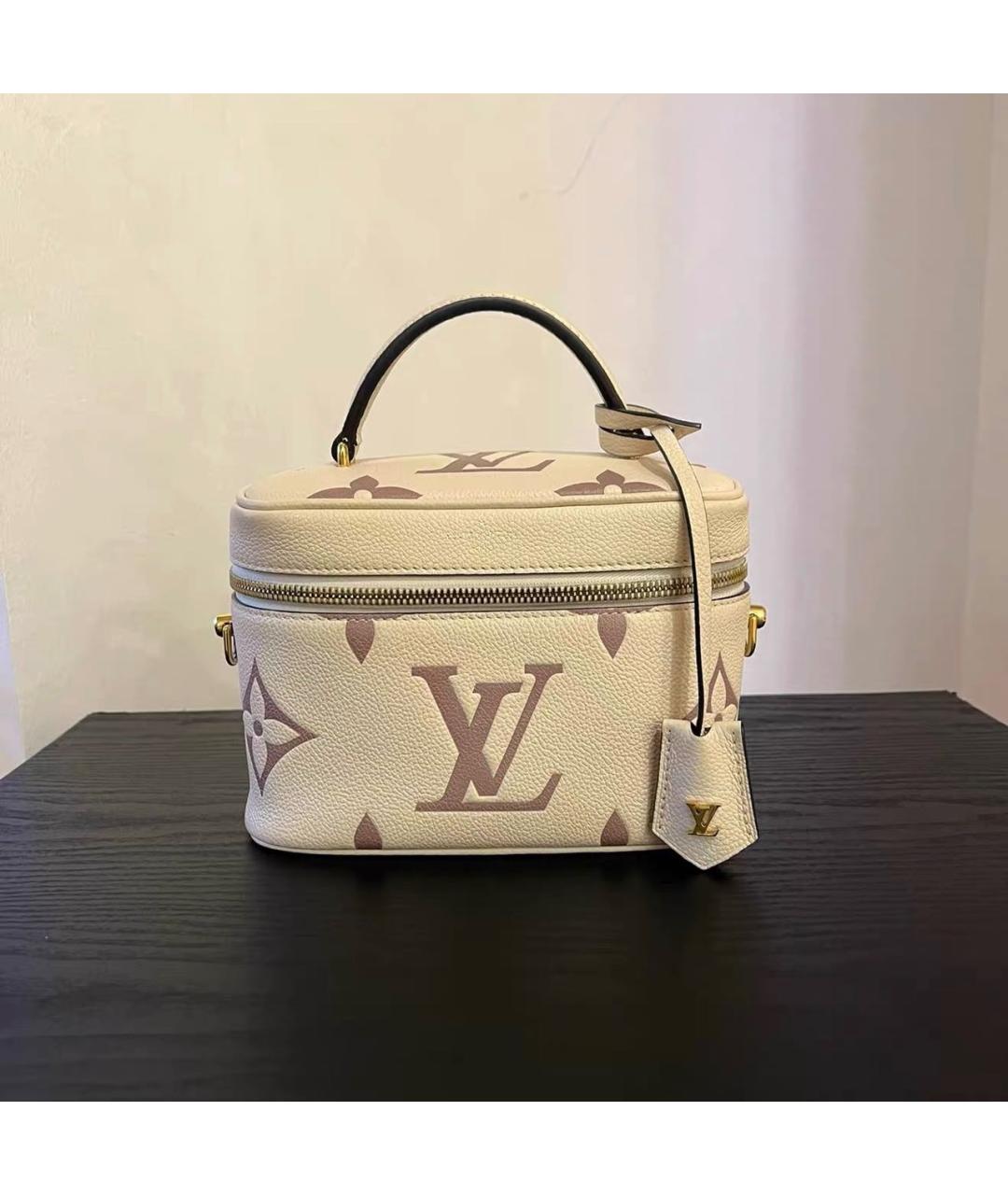 LOUIS VUITTON Бежевая кожаная сумка с короткими ручками, фото 9