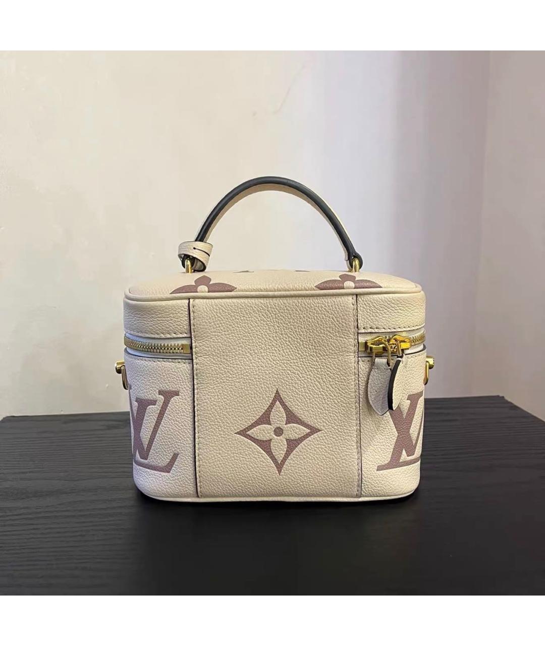 LOUIS VUITTON Бежевая кожаная сумка с короткими ручками, фото 3