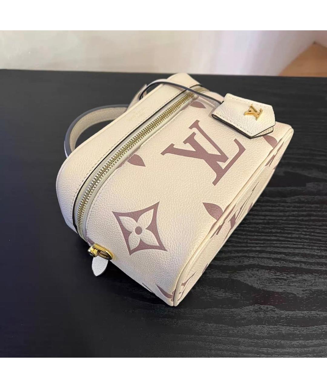 LOUIS VUITTON Бежевая кожаная сумка с короткими ручками, фото 4