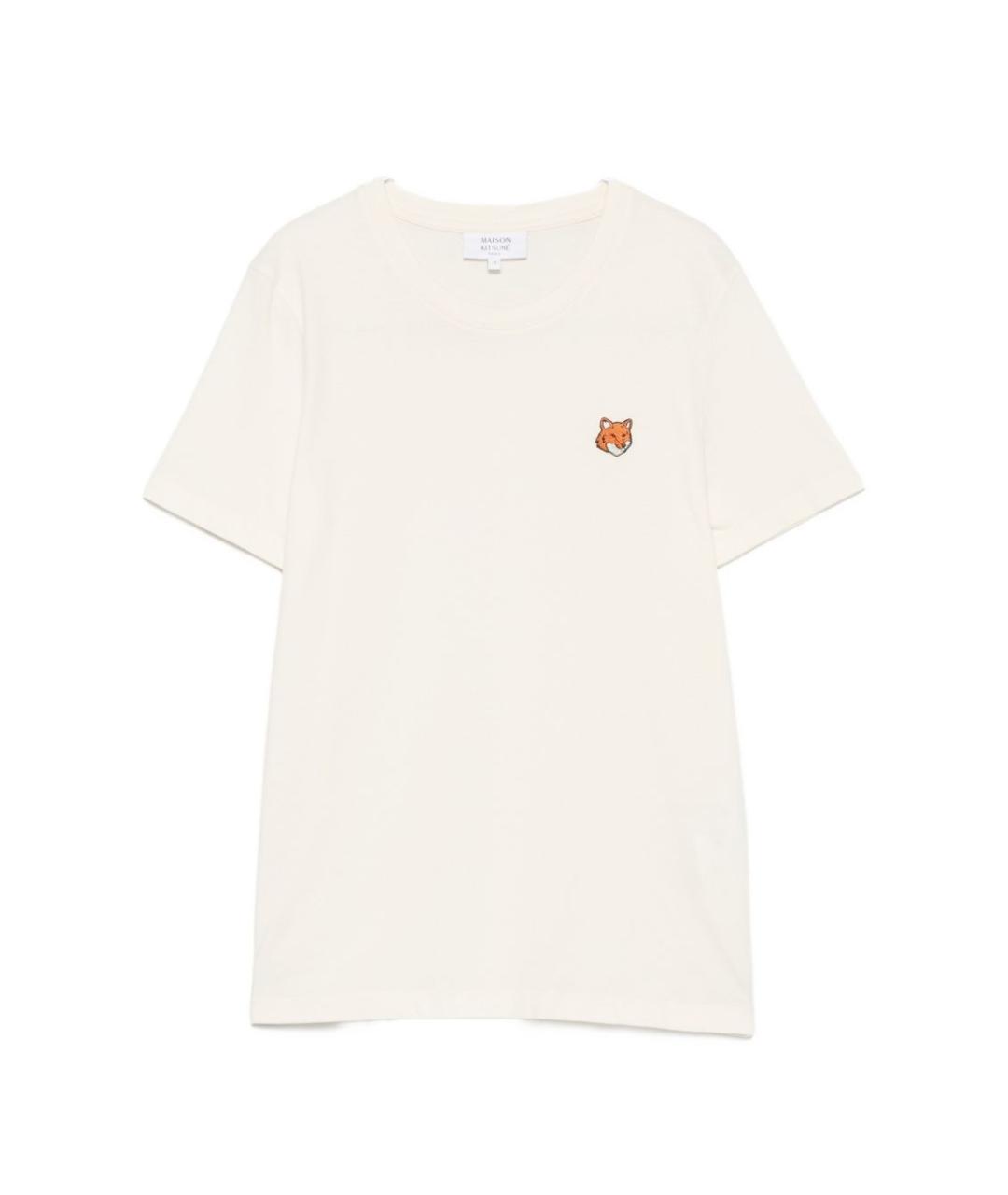 MAISON KITSUNE Бежевая хлопковая футболка, фото 1