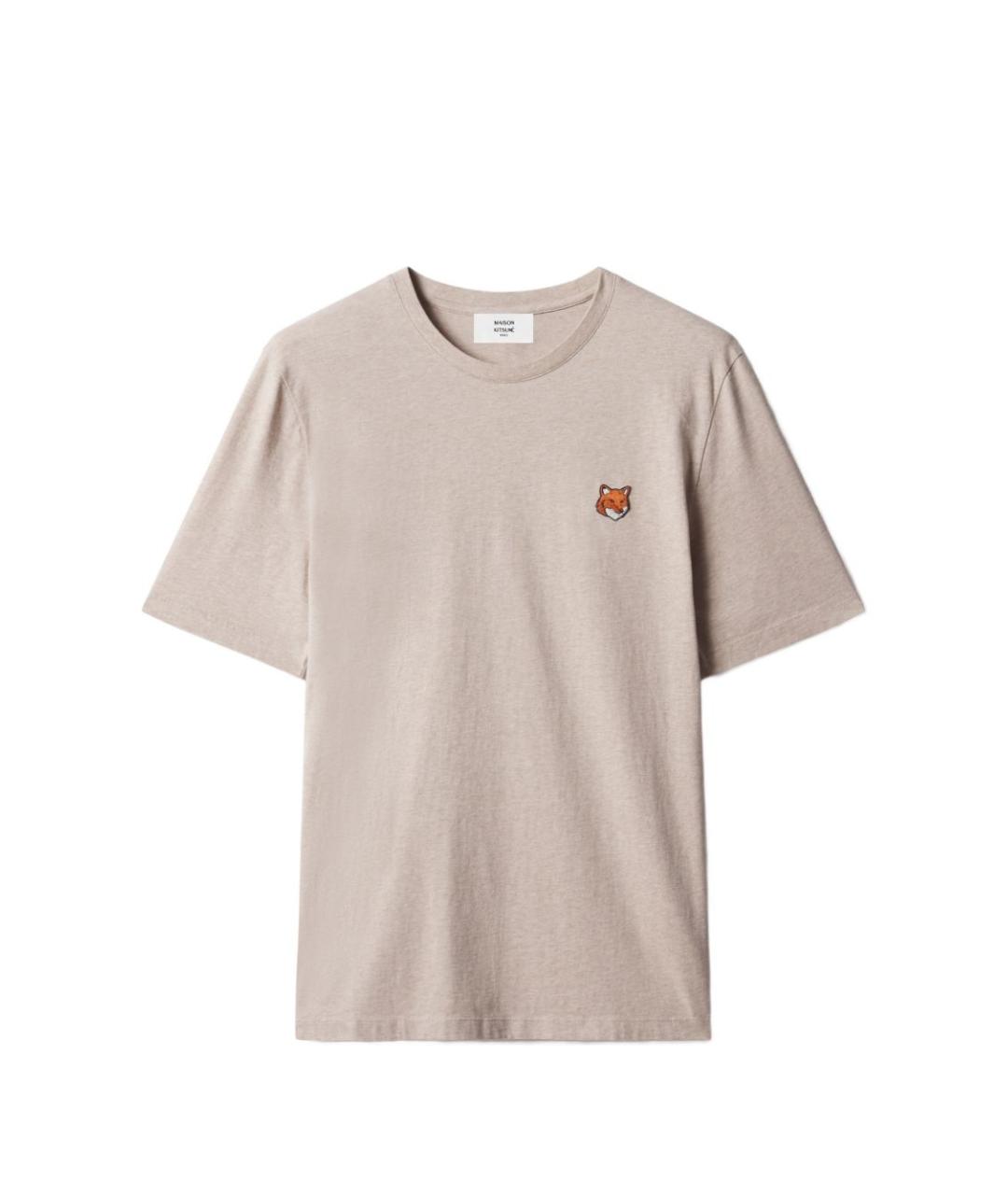 MAISON KITSUNE Бежевая хлопковая футболка, фото 1