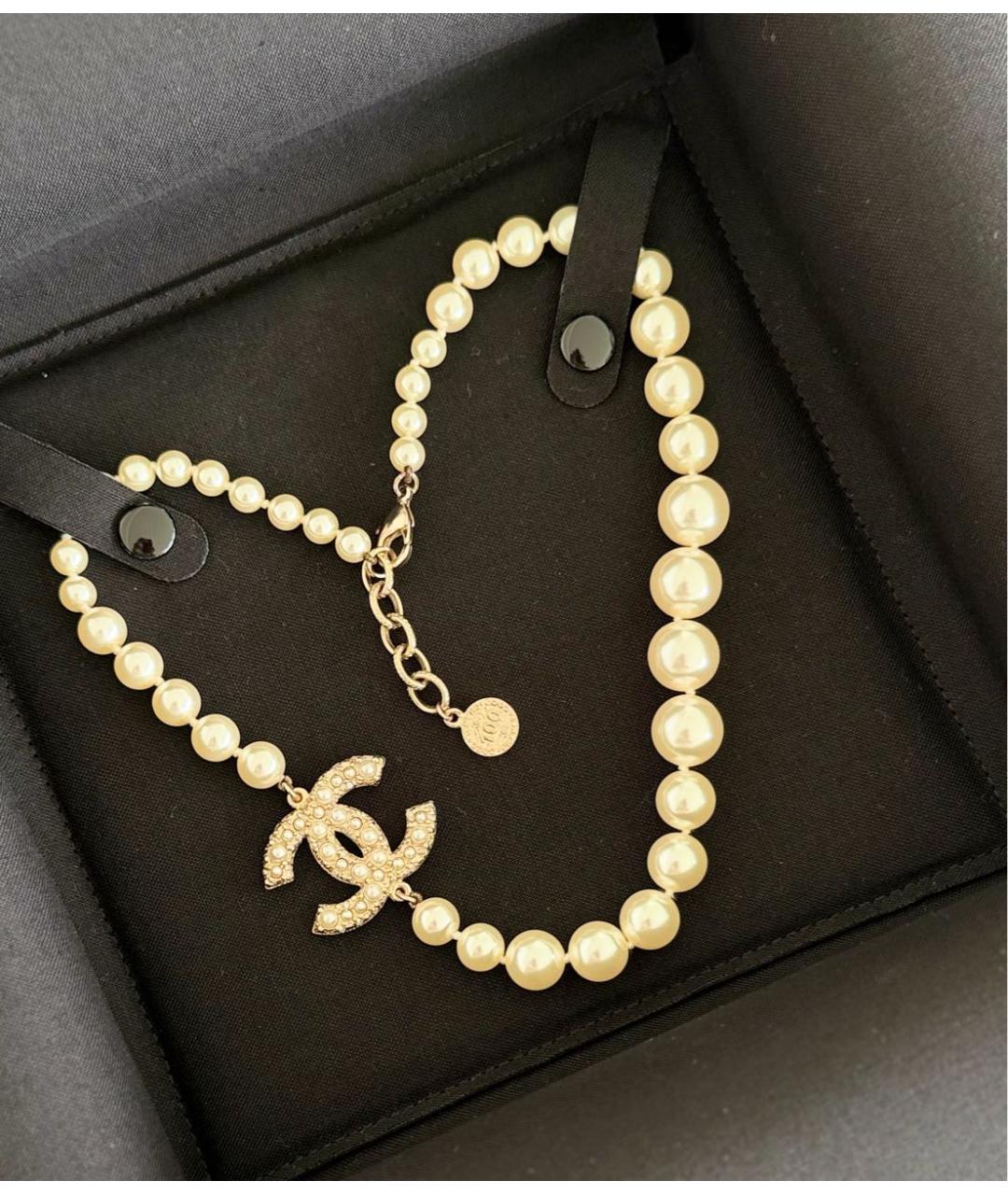 CHANEL Белое жемчужное колье, фото 2