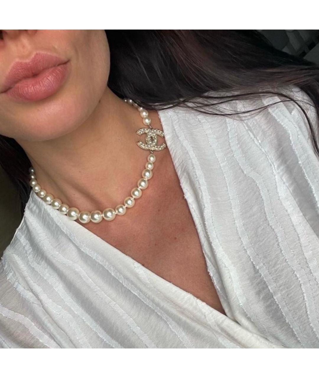 CHANEL Белое жемчужное колье, фото 3