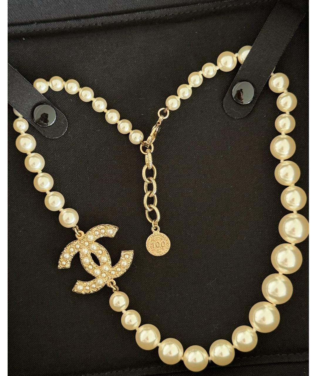 CHANEL Белое жемчужное колье, фото 6