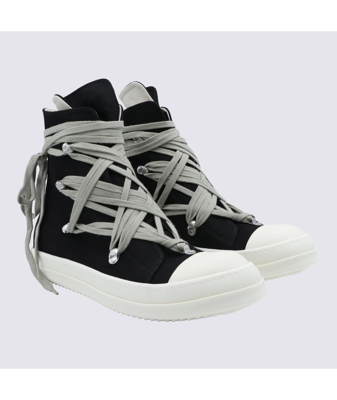 RICK OWENS DRKSHDW Черные текстильные высокие кроссовки / кеды, фото 2