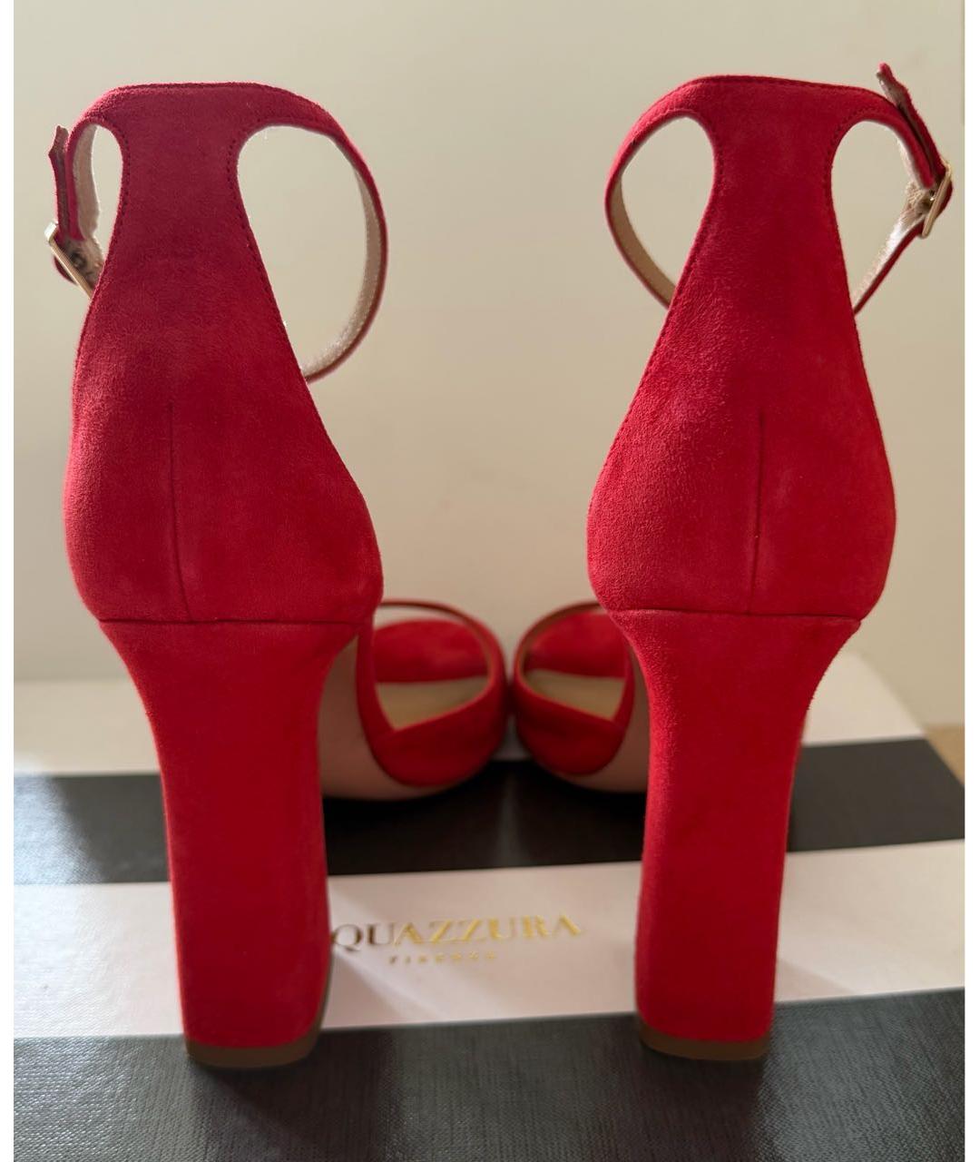 AQUAZZURA Красные замшевые босоножки, фото 4